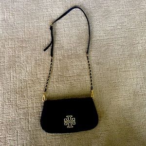 Tory Burch black leather flap bag